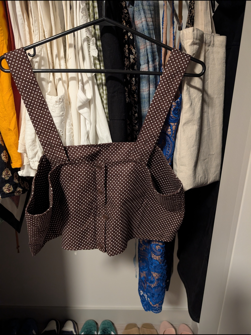 Reformation Brown Polka Dot Bustier Crop Top